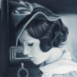_Lady in gray _, oil on polyester, 15 x 20 cm, Jose Antonio Ochoa